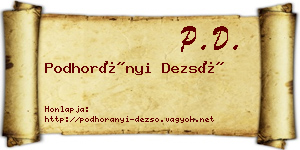 Podhorányi Dezső névjegykártya